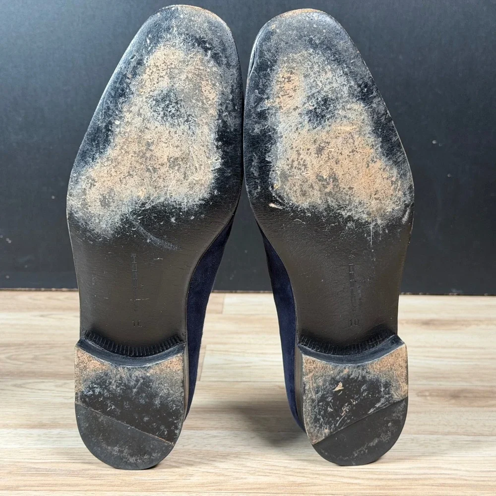 Moreschi Loafers Mens Size 11 Navy Blue Suede Lizard Trim Slip On Made in Italy